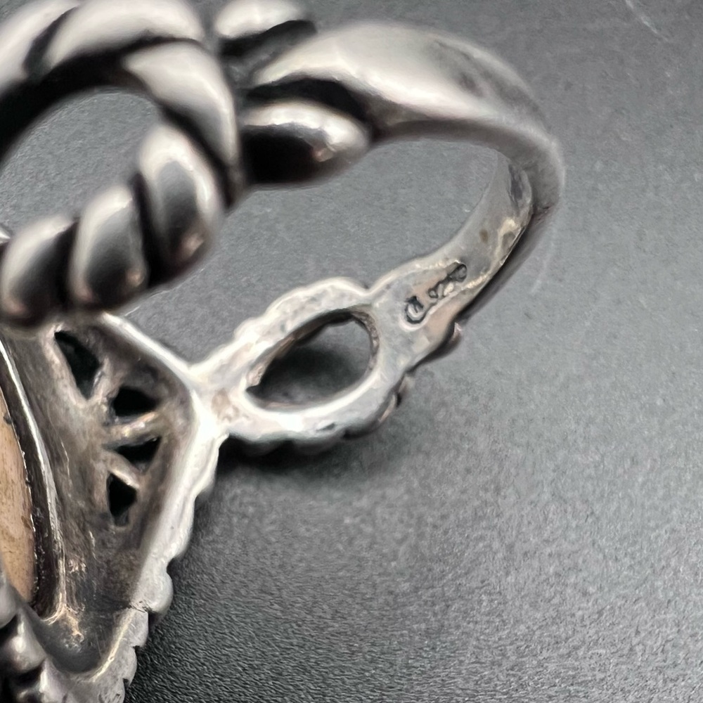 Carolyn Pollack Carved Angel Skin Coral Ring - Picture 5 of 5